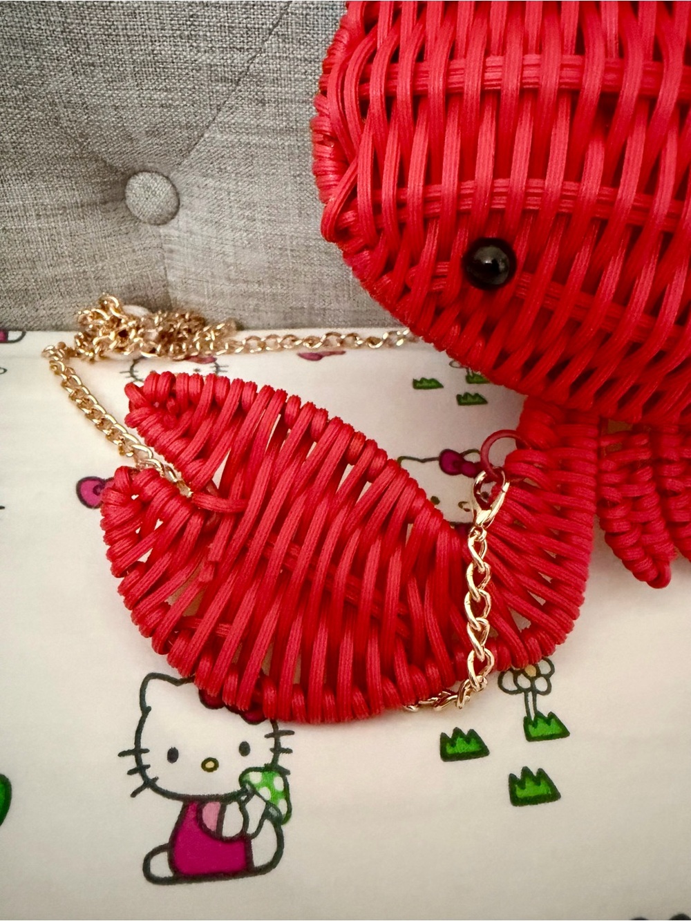 NWT Tommy Bahama red Lobster wicker straw bag purse with gold chain viral rare - Picture 6 of 12